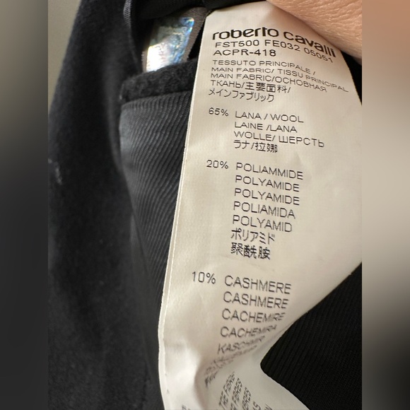 NWT $1430 Roberto Cavalli Elegant Black Coat Wool & Cashmere 48 38 Medium Italy - Picture 12 of 16